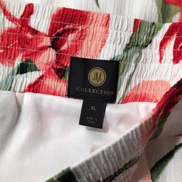 JM COLLECTION White Floral Crinkled Midi Skirt NEW Size XL - Picture 4 of 8